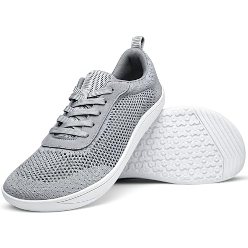 Elvora Women's Barefoot Walking Shoes Wide Toe Box | Zero Drop | Breathable Mesh Upper | Comfort Minimalist Design | for Travel, Hiking, Daily Use Grey