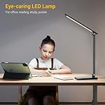 LED Desk Lamp for Home Office, 3 Levels Dimmable Desk Light with USB Charging Port, Small Study Lamp, Reading Light for Table, Black, 5000K - Image 5