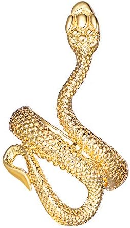 Snake Ring Animal Punk Vintage Ring for Men Women Retro Opening Adjustable Ring (Gold)