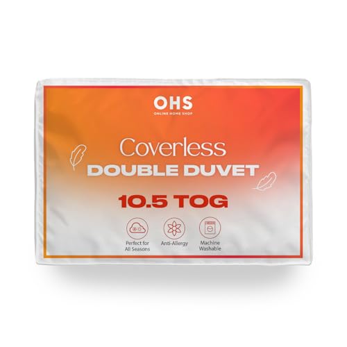 OHS 10.5 Tog Coverless Duvet for King Size Bed, Reversible Washable Coverless Travel Summer Camping Duvet Soft Warm Comfy Bedding with Pillowcase, Grey/Ochre - Image 4