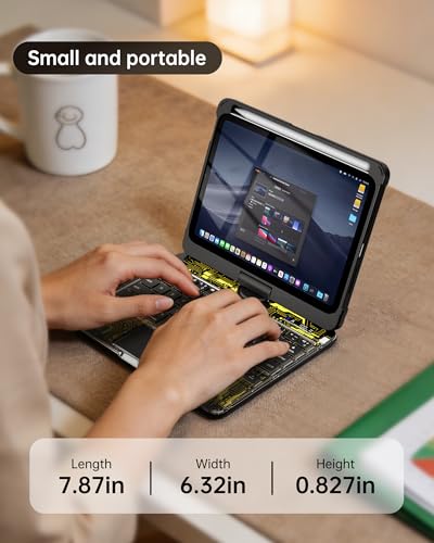 Image of Clear Keyboard Case for iPad Mini 7 A17 Pro(2024) & Mini 6 (2021) 8.3 inch, 7-Color Backlit Wireless Keyboard with Touchpad, 360 Rotating Stand, Pencil Holder for iPad mini 7th /6th Generation, Black