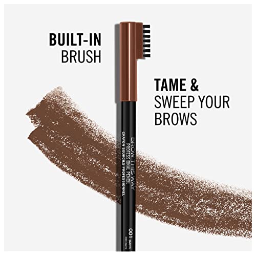 Rimmel London Brow This Way Professional Eyebrow Pencil, Long-Wearing, Highly-Pigmented, Built-In Brush, 001, Dark Brown, 0.05oz - Thumbnail 5