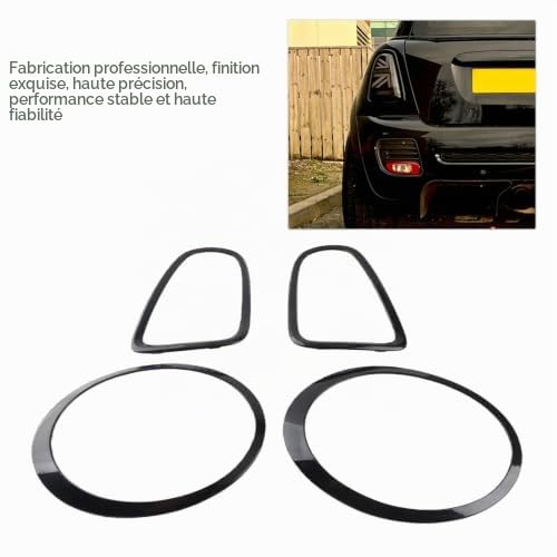 Garniture de Cadre de Feu Arrière, 4 Pièces de Remplacement de Garnitures de Contour de Feu Arrière de Phare Noir Brillant pour Mini R56 R57 R58 R59 S JCW 2007 à 2015