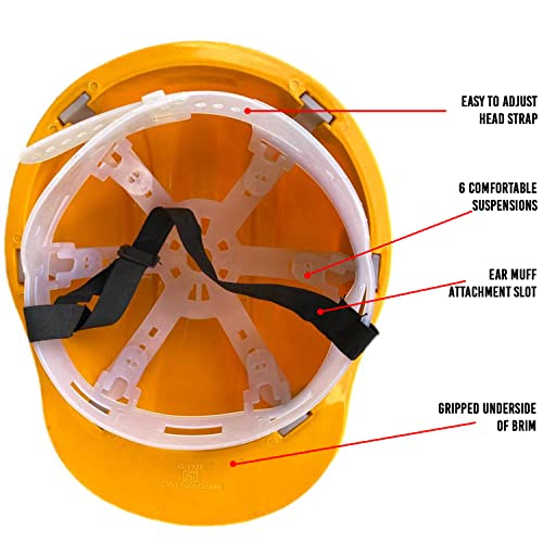 Image of LADWA Yellow Heavy Duty Superior Safety Helmet, ISI Marked Protective Hard Hat for Construction, Engineering and Industrial Safety Work Applications (Pack of 5)