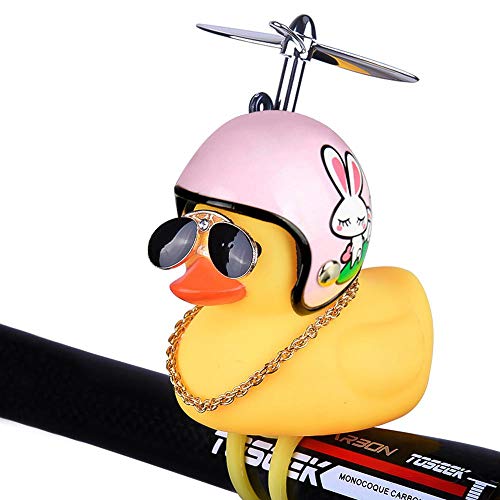 Auoker Bike Bell, Air Bike Bicycle Horn with LED Lights, Cute Cartoon Yellow