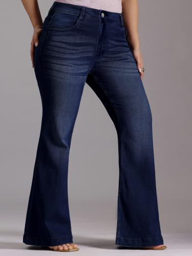 Image of Miss Chase A+ Women's Wide-Leg High Rise Regular-Length Stretchable Denim Jeans