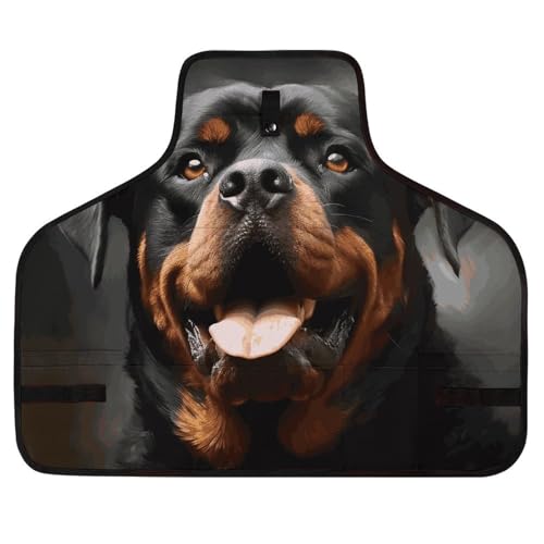 Delantal para trabajo con diseño Rottweiler negro y 8 bolsillos miniatura 1