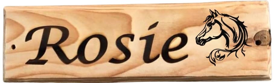 Furever Gifts Handmade Personalised Wooden Horse Stable Door Sign Various Designs 320mm x 100mm x 20mm (Horses Head 10 Calligraphy Font) — image 1