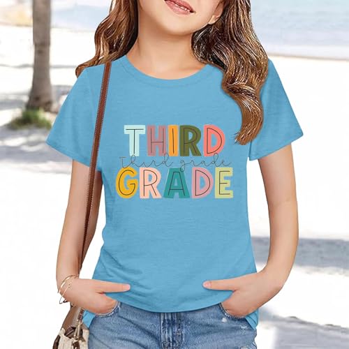 Third Grade T Shirts for Girls Preppy Back to School First Day Preschool Tshirts Tops Baby Toddler Letter Graphic Tees4