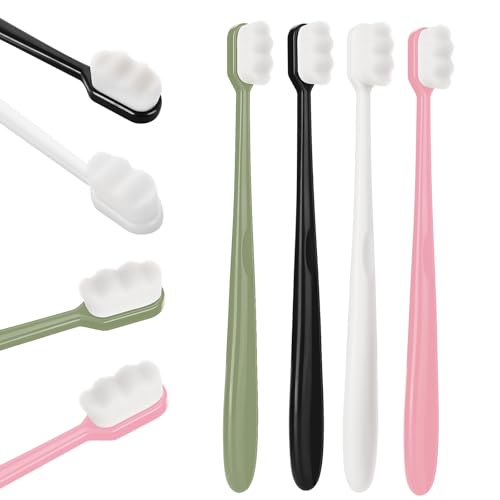 WLLHYF 4 spazzolini da denti con setole extra morbide Micro Nanos per adulti, con 10000 setole per denti sensibili (multicolore)