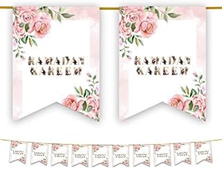 Al-Muallim Books Ramadan Mubarak Party Flags Bunting Decorations - 10 Flags - Eid Ramadhan Gifts 2020 (Green & Gold)
