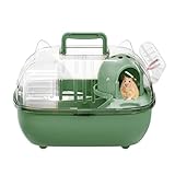 Humdcdy Hamster-Reisekäfig, mit Wasserflasche, tragbare, transparente Abdeckung, für Rennmäuse, Frettchen, Chinchillas, Igel, Mäuse, Eichhörnchen, Hausarztbesuch