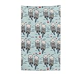 Kamoxi Niedliches Otter-Strandtuch, lustiges Meeres-Otter-Paar auf mintgrün, Badetuch, See-Otter, Geschenke für Frauen, Mädchen, Kinder, Mikrofaser, schnell trocknend, sandfrei, übergroß, 80x130 cm