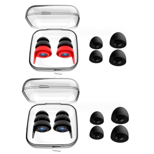 Reusable Safe Silicone High Fidelity Earplug, Concert Ear Plugs for Sleeping (Reduce 40dB), Swimming, Studying, Concerts, Noise Cancelling and Hearing Protection (Red and Black)