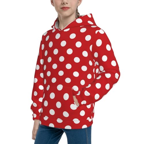 Red Polka Dot Kid Hoodies Boys Sweatshirts Girls Pullover with Pocket2