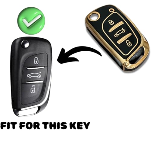 Image of Soft TPU Premium Car Key Cover Compatible with Xhorse B11 DS Model Universal Remote Flip Key Covers (Black with Golden)