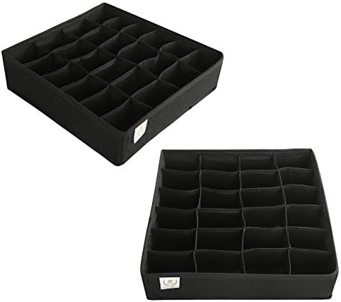 Drawer Divider, Zonyon Foldable Fabric Closet Organizer,Dresser Organizer,Storage Box,Room Organization for Underware,Ties,Belts,Socks,Tank Tops, lingerie,Closet,Wardrobe,2 Sets, Black