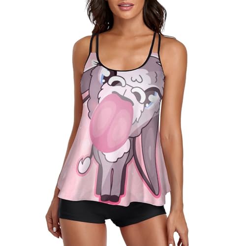 Maillot de bain tankini âne avec short de garçon et robe de plage pour femme