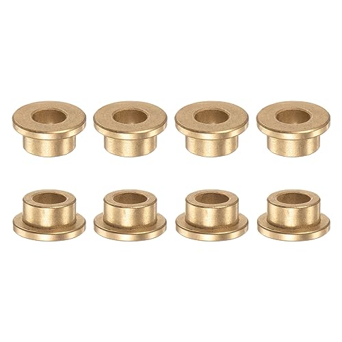QUARKZMAN 8pz Flangia Cuscinetto Manicotto 10mm Alesaggio x 16mm OD x 10mm Lunghezza x 3mm Flangia Spessore, Bronzo Boccola Autolubrificante Boccole Manicotto per Attrezzature Industriali