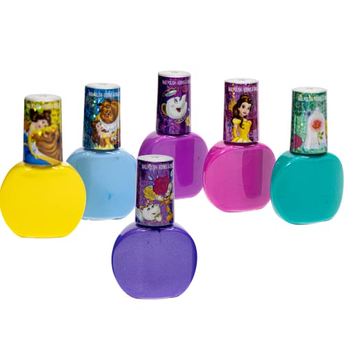 Townley Girl Disney Princess Belle 18 Pcs Non-Toxic Peel-Off Water-Based Safe Quick Dry Nail Polish Kit| Birthday Gift Nail Paint Set For Girls, Glittery And Opaque Colors| Kids Ages 3+ #TOP5