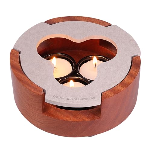 Calentador para tetera de madera de acacia 15x15 cm para velas 2