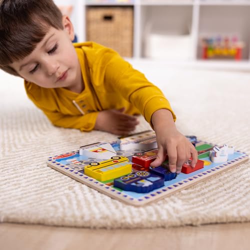 Image of Melissa & Doug Vehicles Wooden Chunky Puzzle (9 pcs), Educational Screen Free Activity for Toddler, Preschoolers and Kids Ages 2+- FSC Certified (Pack of 12)