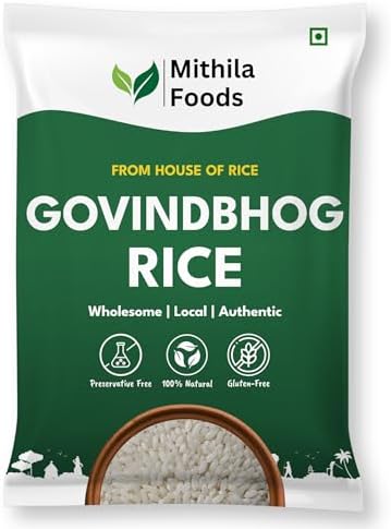 MITHILA FOODS 5 kg Bihari Govind Bhog Rice for Kheer, Biryani & Pulao | Rich Aroma, Naturally Aged, Tasty, Fluffy, Non-sticky Chawal Gobindobhog Rice | Authentic Traditional Cultural Flavor From Bihar ( Value Pack )