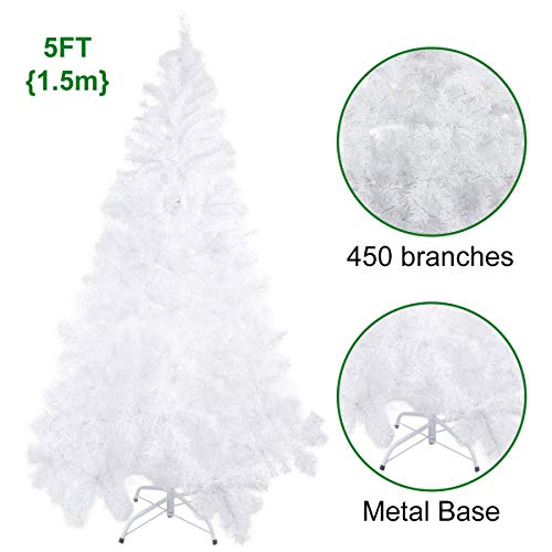 Mbuynow 1.5m Sapin de Noël bricolage gratuit Décoration de Noël intérieure et extérieure (blanc)