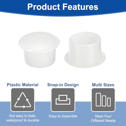 Image of uxcell 150Pcs Screw Hole Plugs, 10mm(3 /8 inch) Dia Plastic Round Button Plugs Snap in Locking Hole Covers Flush Type Caps for Furniture Cabinet, Transparent
