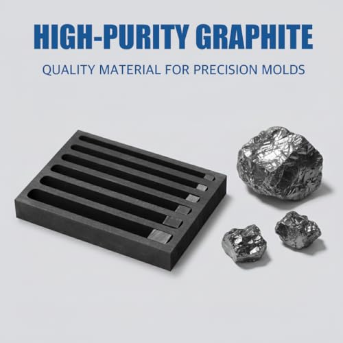 Adjustable Strip Shape Graphite Ingot Mold: Removable Divider 3.94x0.39 to 0.20 Inch (100x10-100x5mm) Heat Resistant 3632℉Casting Crucible for Gold Silver Copper Aluminum Brass Metals Melting Refining