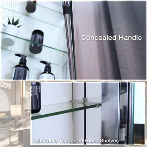 Polibi Aosmay Medicine Cabinet With Mirror/Large Storage Space/Adjustable Shelves/Soft-Closing Hinge/Three Doors, Surface Mount Or Recess Aluminum, 36 * 26 Inches #TOP5