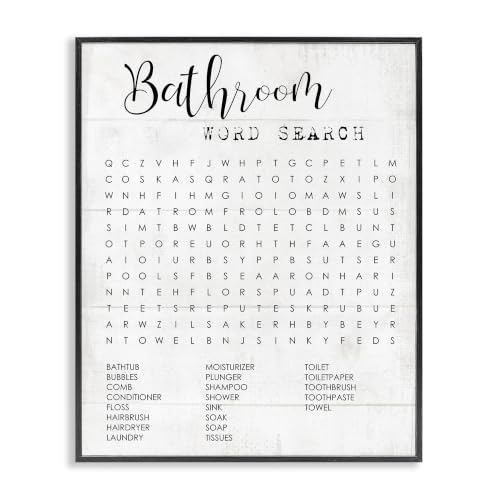 Stupell Industries Bathroom Search Fun Family Word, Design by Daphne Polselli Wall Art, 11 x 14, Black