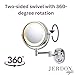 JERDON Wall-Mounted Makeup Mirror with 5X Magnification - Chrome Makeup Mirror with LED Lights - Plug in - HL65C