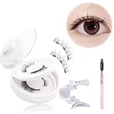 FindLove 2 pairs Magnetic Eyelashes Natural Magnetic Lashes Asian Lashes False Eyelashes Lashes for Beginners Natural Look No Glue or Liner Needed(JL)