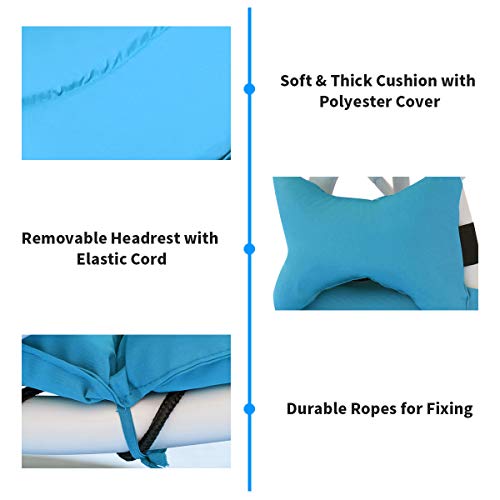 Graffy Patio Chaise Lounge Chair, Outdoor Hammock Chair W/Canopy, Waterproof Recliner Chair W/Cushion & Headrest, Arc Stand Lounge For Pools, Decks, Balconies (Turquoise) #TOP1