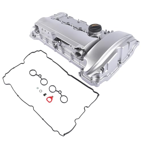 Image of Aluminum Engine Valve Cover Kit with Installed Gasket and Cap Replacement for 2007-2012 Mini Cooper R55 R56 R57 R58 R59 N14 Engine 11127646555 11127585907