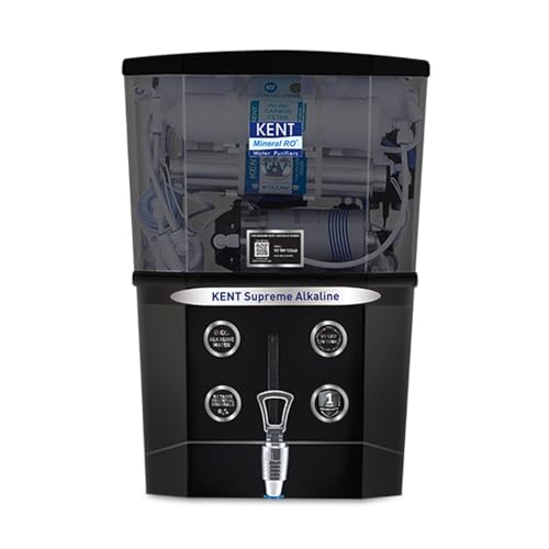 KENT Supreme Alkaline RO Water Purifier | Multi Stage Purification | RO+UV+UF+Alkaline+TDS Control+UV LED Tank |8L Tank Black | Suitable for Borewell & Municipal Water Tanker | INR 1000Off on Exchange