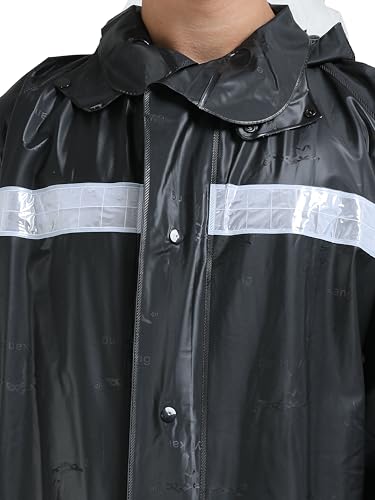 Image of FabSeasons Heavy Duty Waterproof Polyester Raincoat for Men with Reflective Strips, Hoodie & Elastic Cuffs - Ideal for Bike Riders & Night Safety