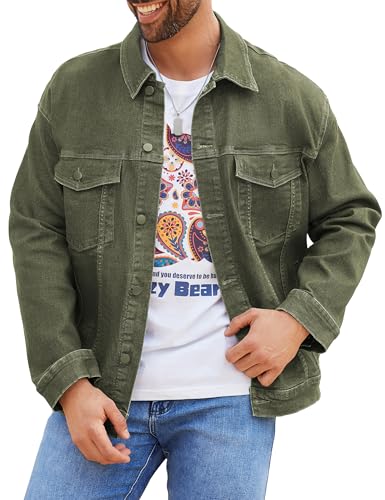Image of Bindefon Denim Jackets for Men Trucker Jean Jacket Unlined Coats Spring Fall Outfits