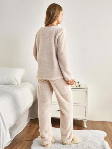 Image of KOTTY Women's Fleece White Winter Cord Set | Cozy Track Suit with Sweatshirt & Pants | Perfect for Airport & Jogging Look