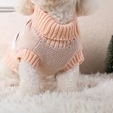 Hundepullover Kleine Hunde Hundepulli Mittelgroße Winter Hundebekleidung & Zubehör Hundezubehör für Kleine Wolle Gestrickt Sweater für Hunde 5-8kg Hundejacke Haustier Pullover Tricolour (Rosa2)