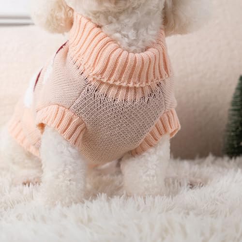Hundepullover Kleine Hunde Hundepulli Mittelgroße Winter Hundebekleidung & Zubehör Hundezubehör für Kleine Wolle Gestrickt Sweater für Hunde 5-8kg Hundejacke Haustier Pullover Tricolour (Rosa2)