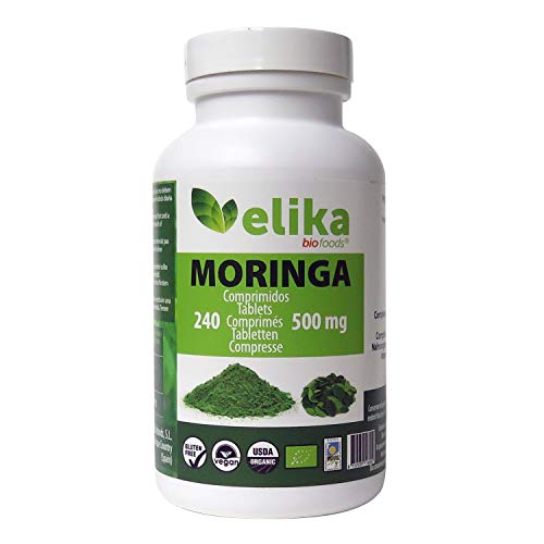 BIO Moringa Oleifera Elikafoods® ORGÁNICA. 240 comprimidos 500 mg. Superfood natural: Vitaminas, proteínas, minerales, antioxidantes. Energizante natural. Vegana, sin gluten y libre de aditivos.