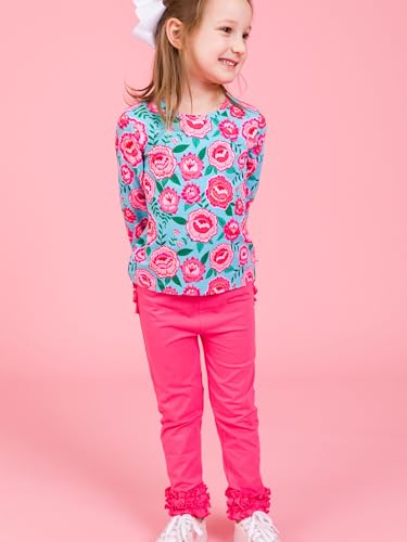 Image of RuffleButts Toddler Girl Merry & Bright Ruffle Leggings - Ankle Leggings