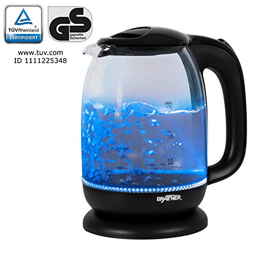 Grafner Design Glas Wasserkocher 1,7 Liter mit 2200 Watt, TÜV Rheinland zertifiziert, GS geprüfte Sicherheit, mit LED… – Bild 3