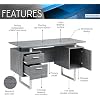 Techni Mobili Modern Office Desk with Storage, Gray