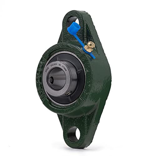 Image of XIKE 2 Pcs UCFL203 Bore 17 mm Pillow Block Flange Mounted Ball Bearings. | Solid Cast Iron Base and Self Aligning Chrome Steel Sealed Bearings