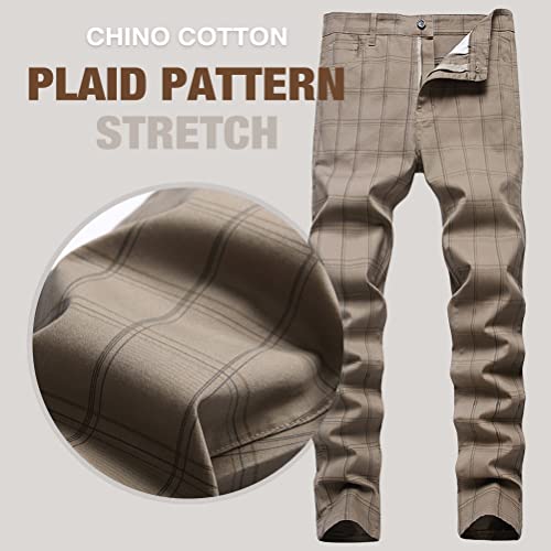 IDEALSANXUN Plaid Pants for Men Dress Chino Stright Leg Casual Skinny Pants4