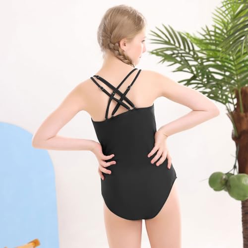 Image of Girls One Piece Swimsuits Teens Bathing Suits Teen Swimsuits Quick Dry Halter Crossback Beach Sport UPF 50 Kids Swimwear
