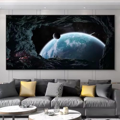 Peinture sur toile science-fiction espace tableau encadré grand mur